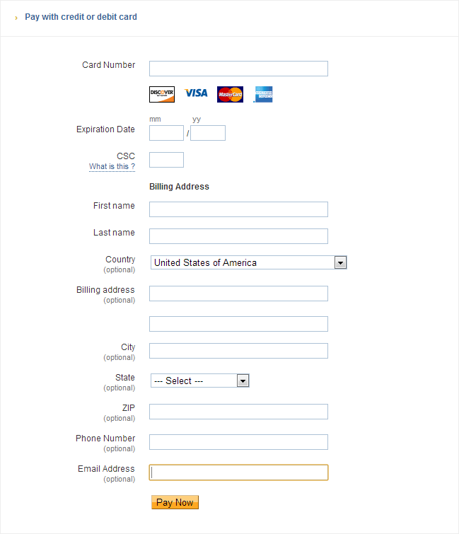 Example Of A Long Payment Form