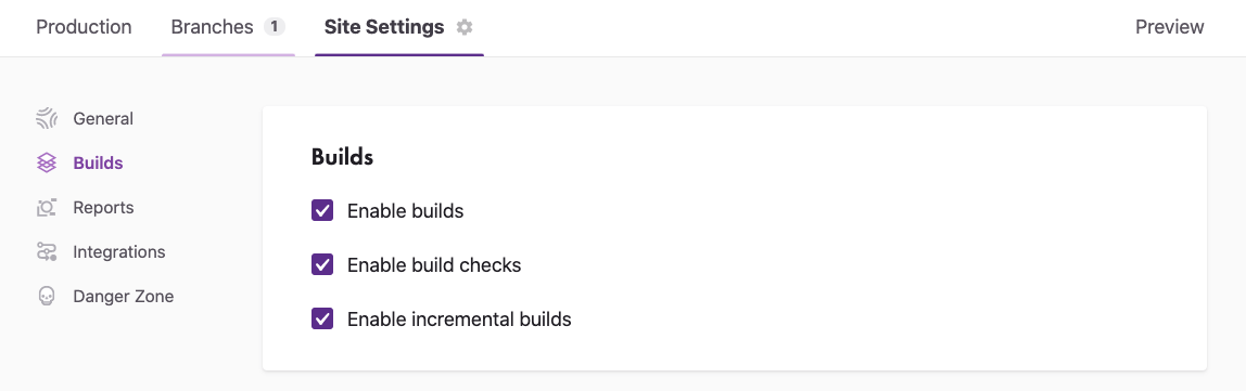 site settings for gatsby