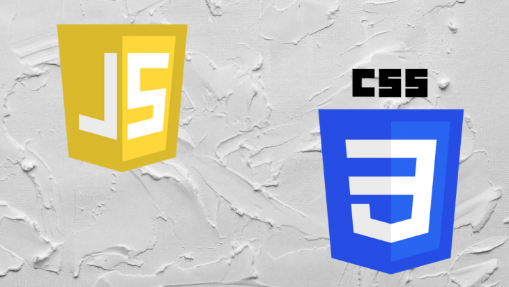 A picture of the JavaScript and CSS logos.