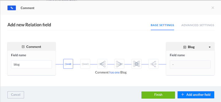 Create the comment collection within the blog field