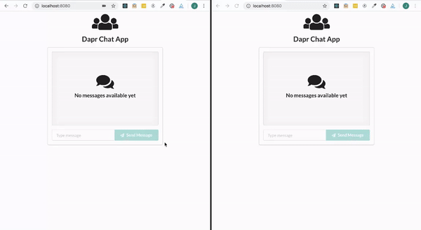 completed chat app highlighting messages sent between users