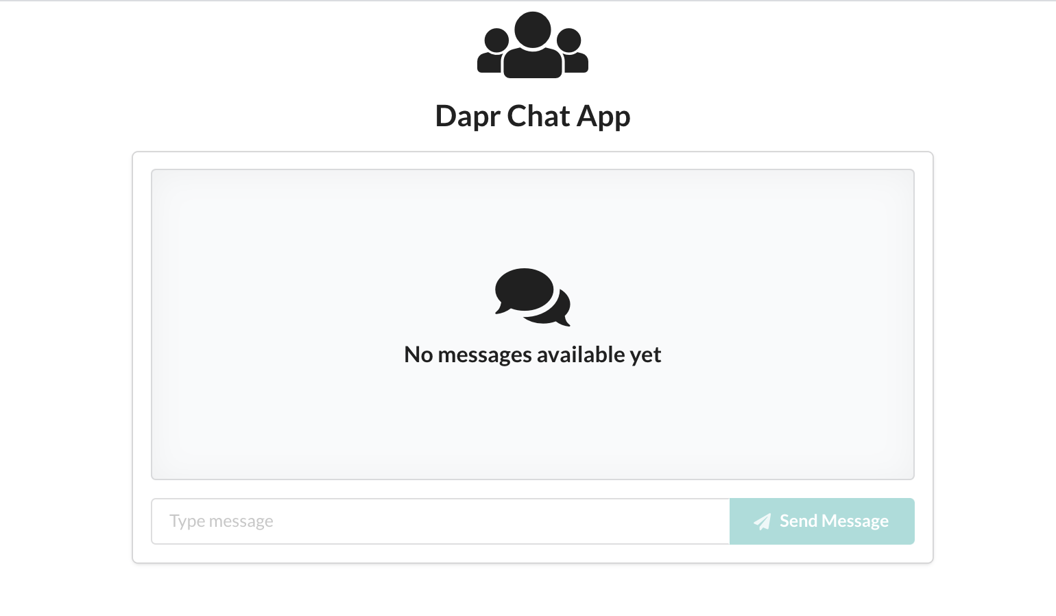 banner displaying that no messages have been received yet