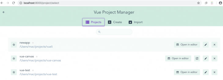 newapp Folder in Vue Project Manager