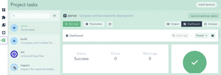 Project Tasks in Vue Project Manager
