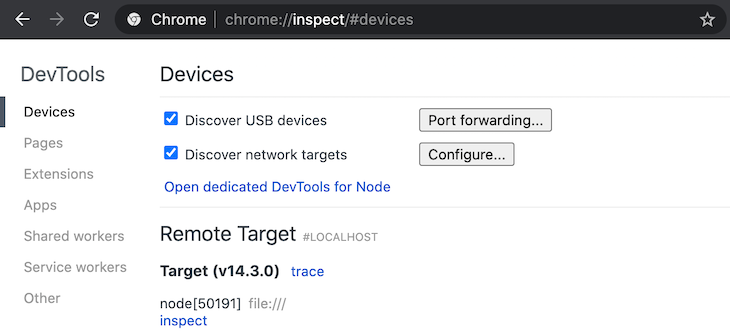 Running about:inspect In Chrome