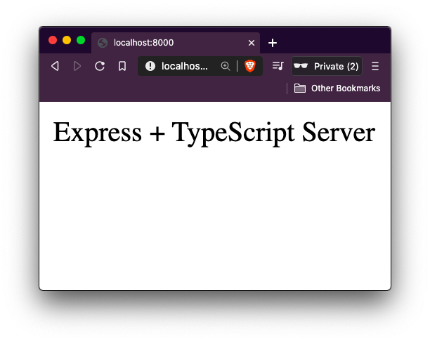localhost displaying Express + TypeScript server