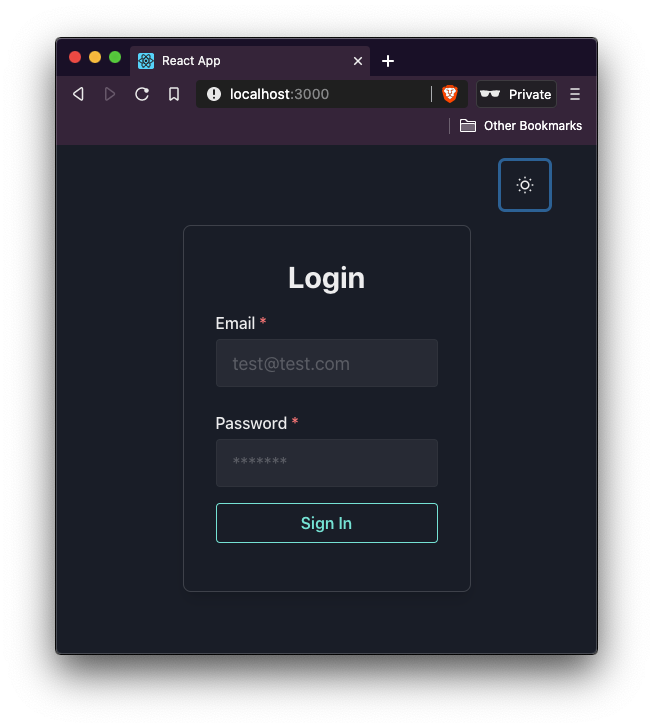 Login form with a teal sign in button
