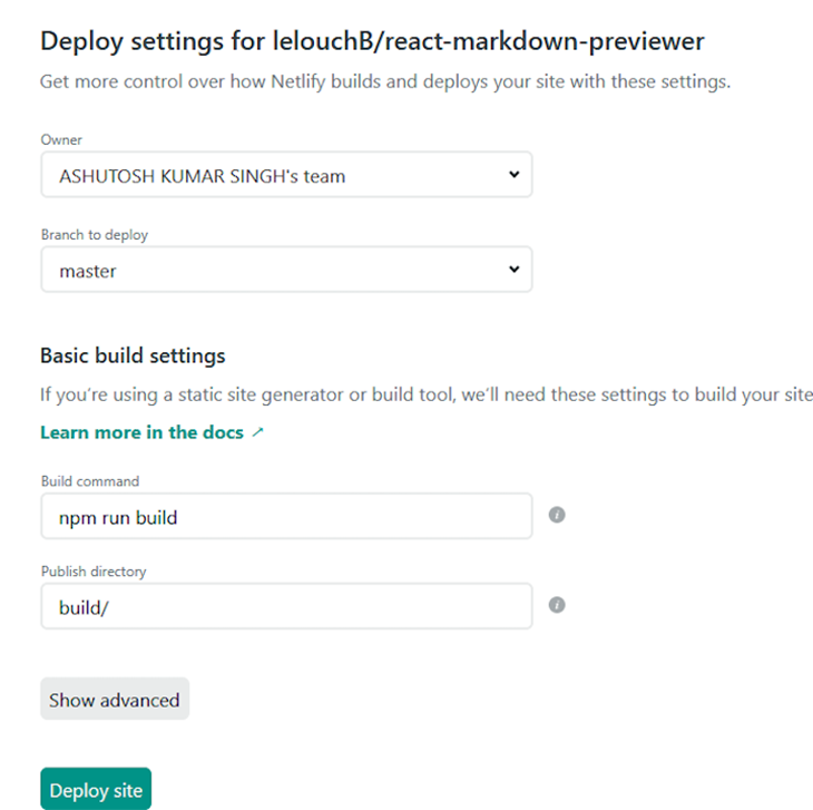 Configurations and settings in Netlify