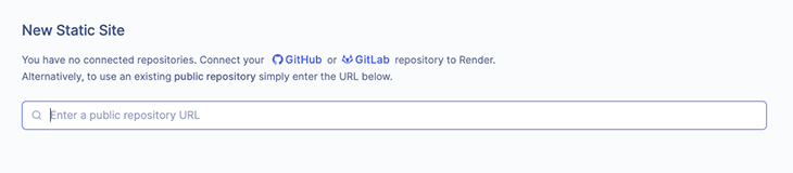 Connect your GitHub or GitLab accounts to Render
