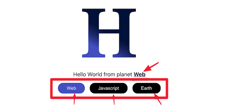 Highlighting The HelloUI Planet Text Buttons