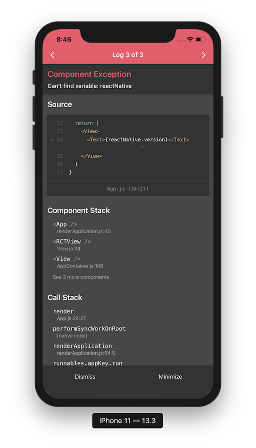 Component Exception Error in LogBox