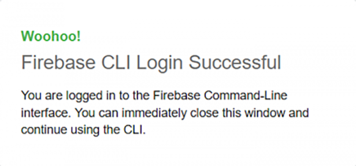 Successful Firebase CLI login