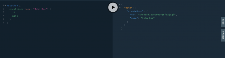 creating user in the graphql playground