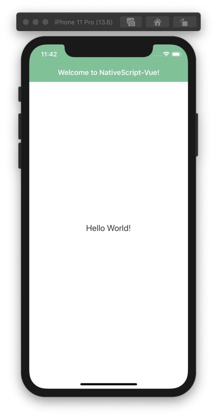 iPhone emulator showing hello world