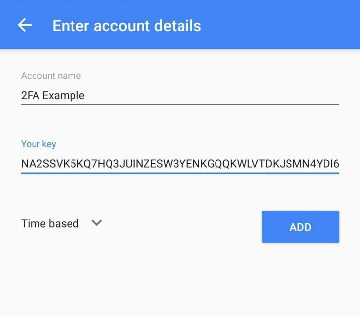Screen with words "enter account details" and two forms 