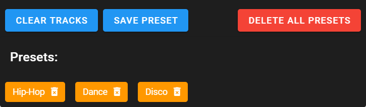 preset component showing different presets 