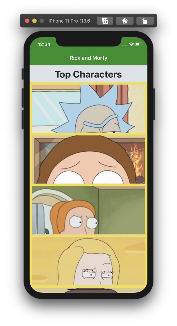 ui showing clips of images of characters from the show rick and morty in an emulator 