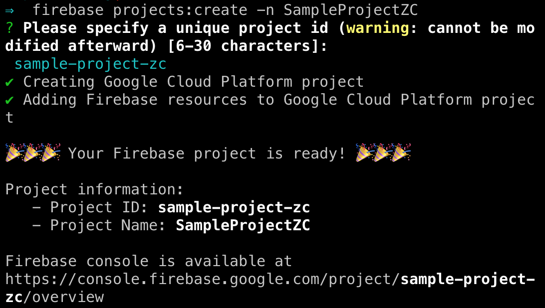 Firebase Command To Create A Project