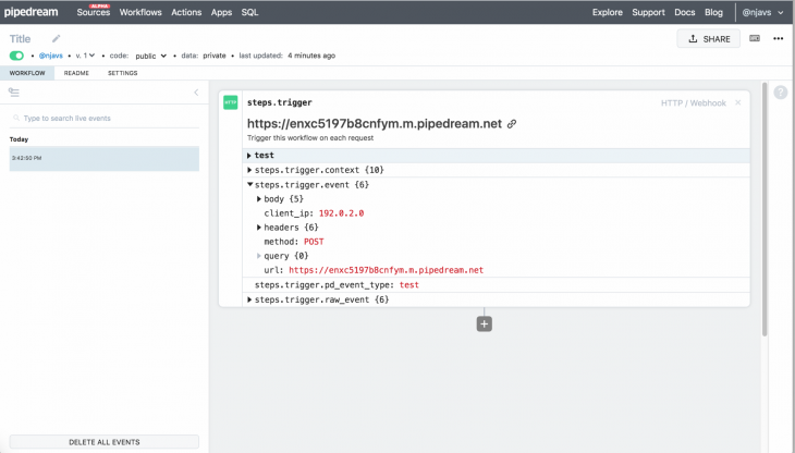 Pipedream Workflow Page Connected to GitHub