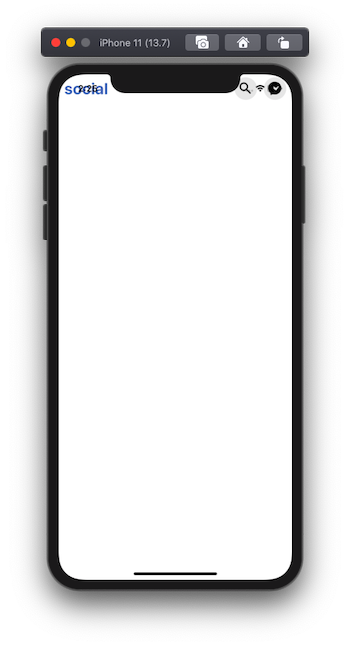 words 'social' on iOS emulator 
