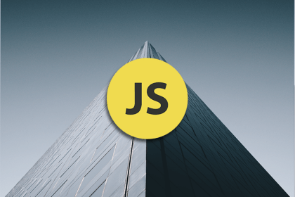 JavaScript logo with a tall building.