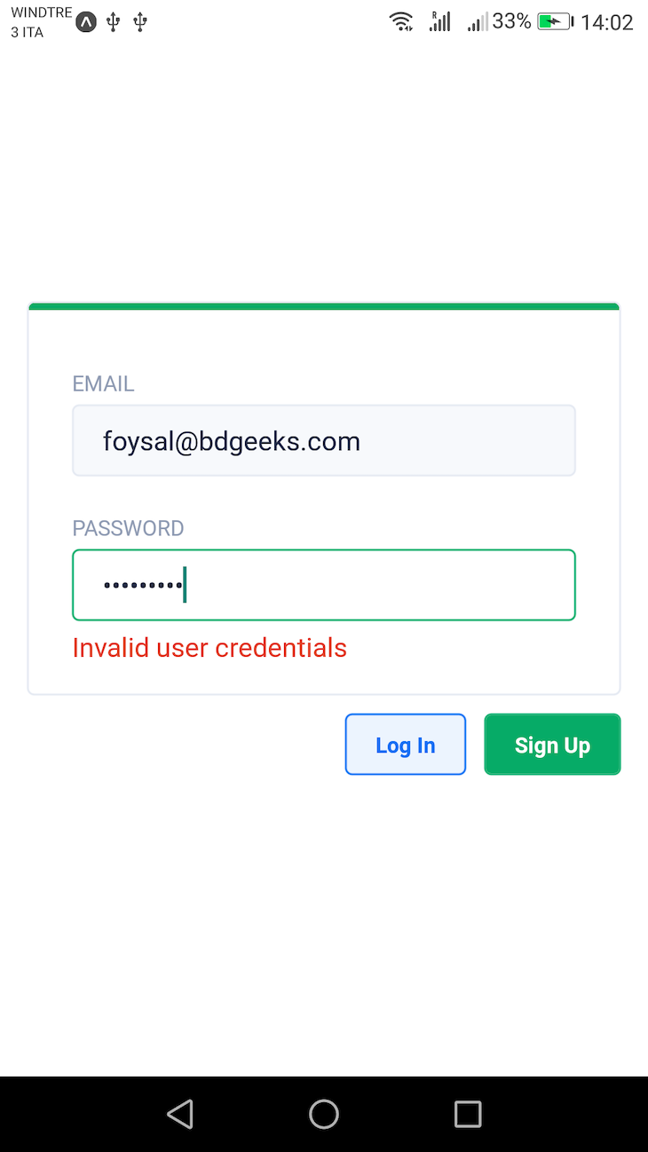 Preview of Our Login/Signup Page