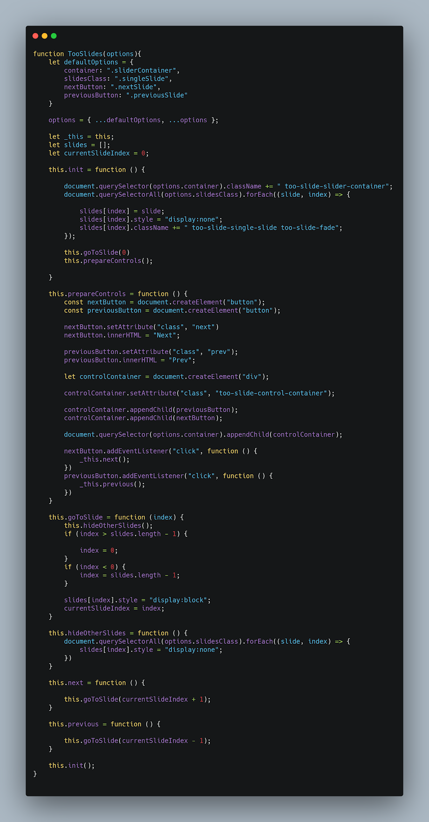 Our final code snippet.