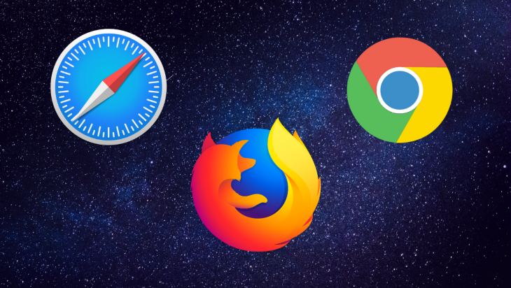 An image of three logos for major browsers.