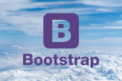 Bootstrap logo over a sky background.