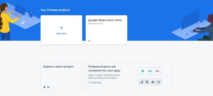 The Page To Create A Project In Firebase