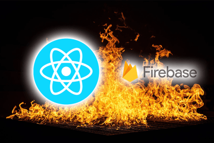 Firebase and React logos.