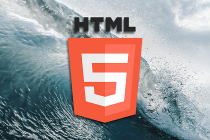 HTML logo over an ocean background.