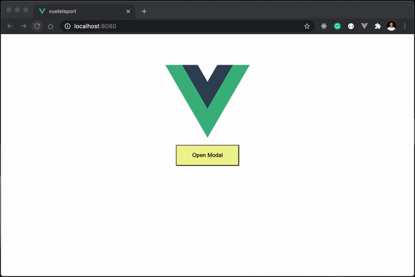 modal component appearing on screen