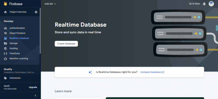 Realtime database page