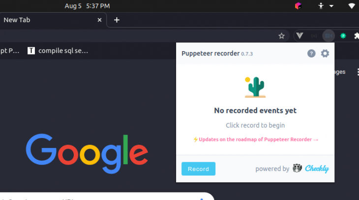 puppeteer chrome extension record session