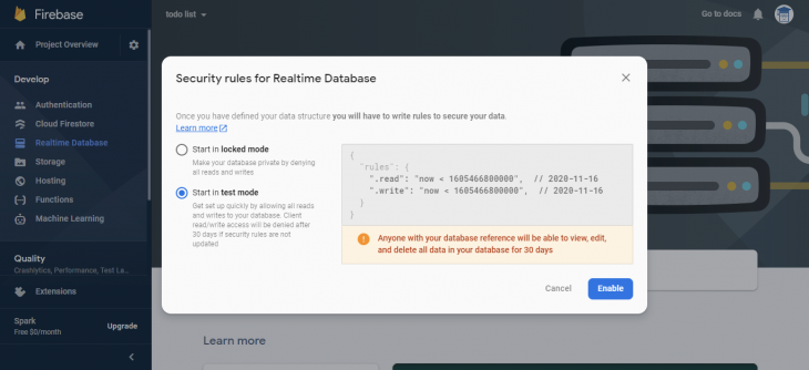 security rules for realtime database