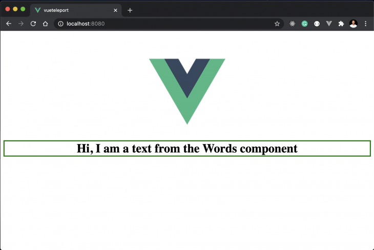 Hi, I am a text from the Words component on screen