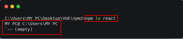 An example of running an NPM CLI command in our terminal.