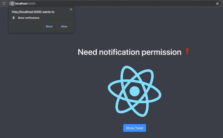 Popup Requesting Notifications