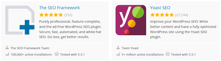 SEO Framework and Yoast SEO