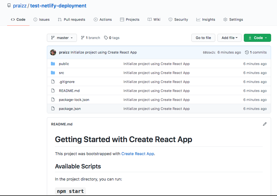 The Github repo for our Netlify test.