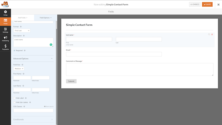 WPForms Simple Contact Form