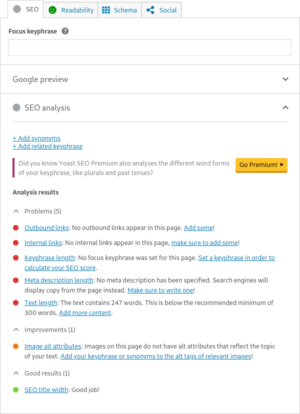 Yoast SEO Screenshot