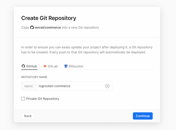 Create Git Repository with Integrations