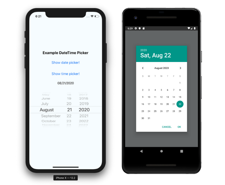 React native datepicker iOS Versus Android