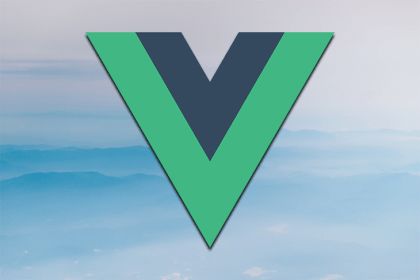 The Vue logo against a blue background.