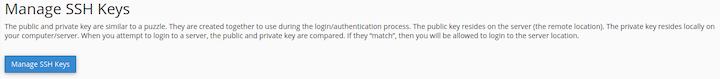 cPanel Manage SSH Keys