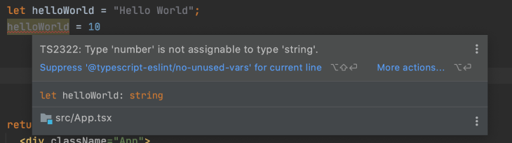 Highlighted Errors in TypeScript