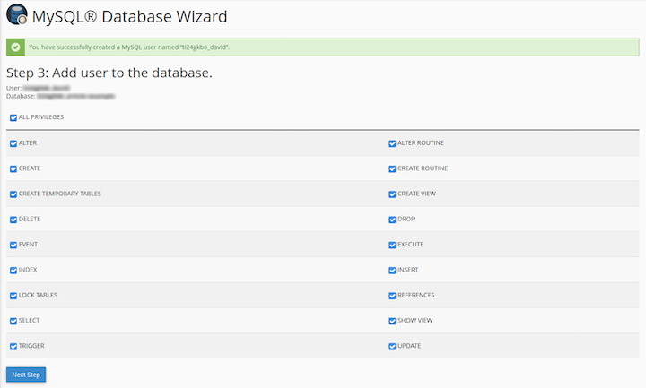 MySQL Database Wizard: Add Database Users