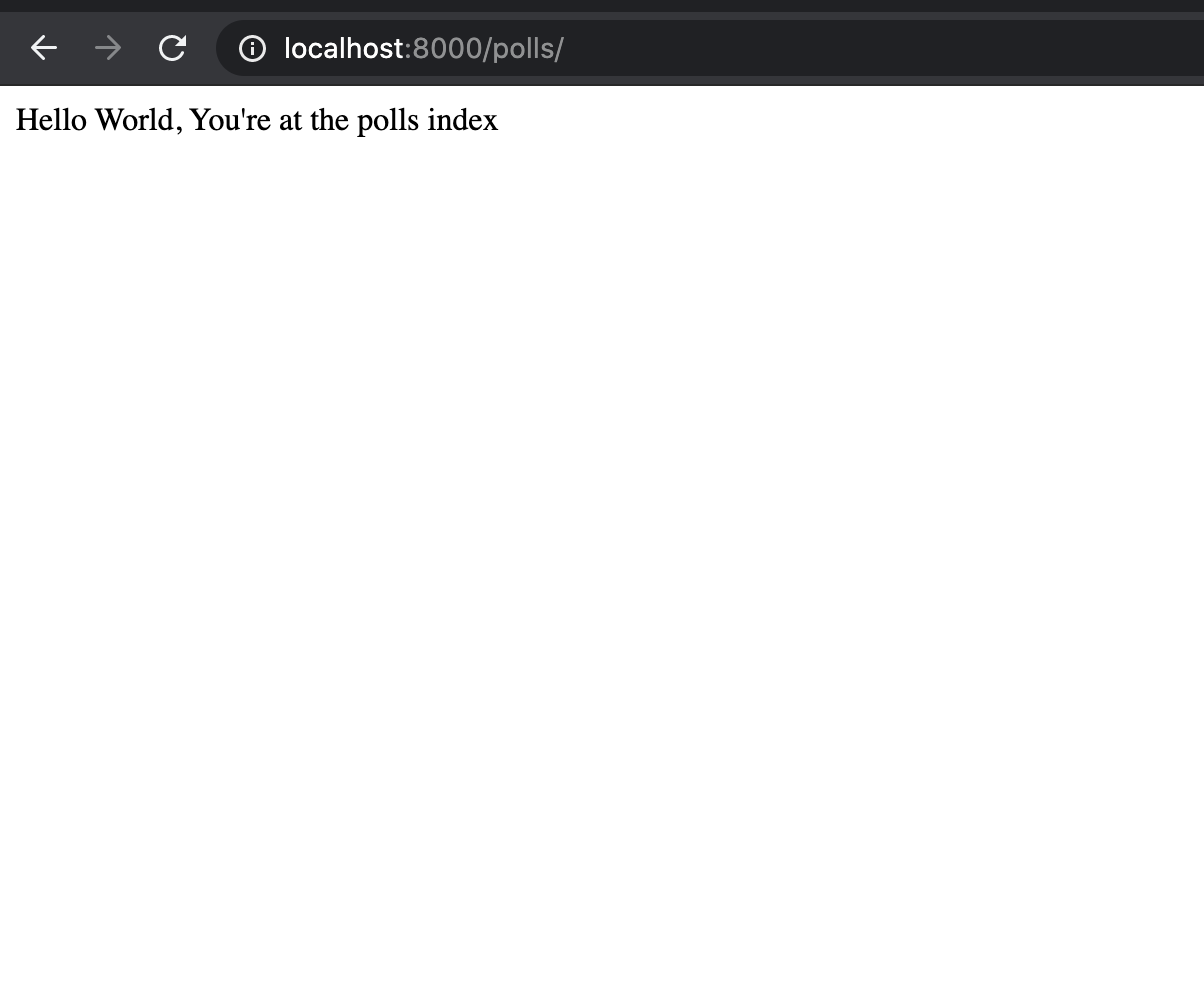 You should get a screen similar to this when you open up localhost:8000 in your browser